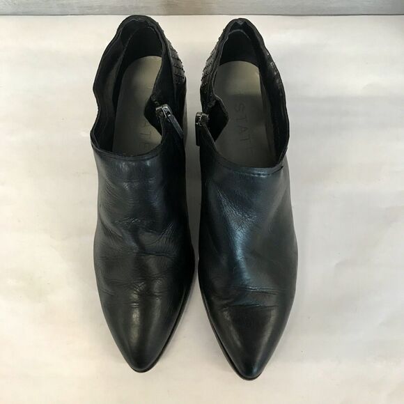 1.State Jelin Black Leather Ankle Studded Boots Block Heel Pointed Toe Women’s 9 - Picture 15 of 16
